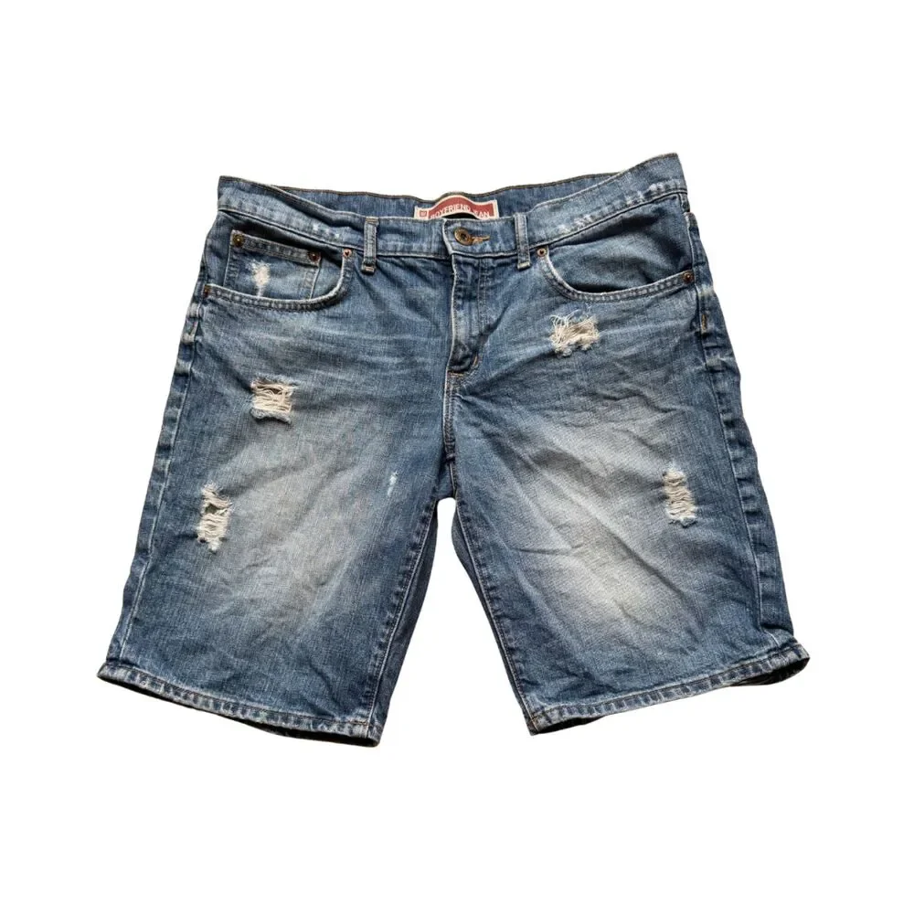 Gap Denim Bermuda Shorts Size 10 Distressed Medium Wash Boyfriend Jorts 2010